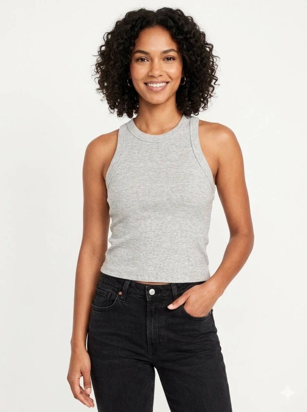 🔹️NWT Old Navy Gray Fitted Ribbed Cropped Sleeveless Top Large
